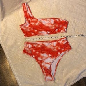 Neon Orange Tie-Dye High Waisted Lg Shein Bikini